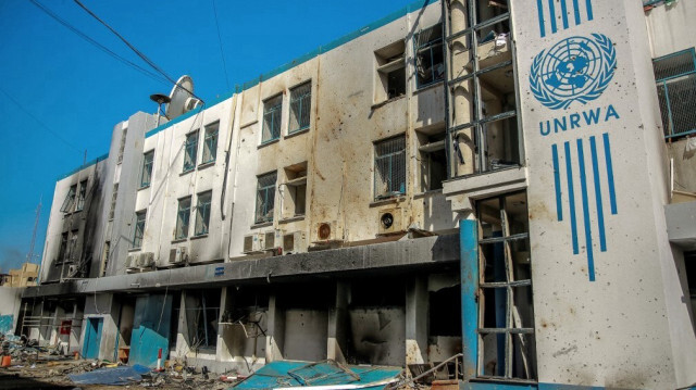 Le siège endommagé de l'Office de secours et de travaux des Nations Unies pour les réfugiés de Palestine (UNRWA) dans la ville de Gaza, le 15 février 2024.