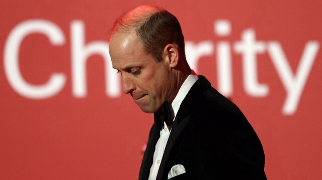 Le prince William de Grande-Bretagne, prince de Galles, quitte la scène après avoir prononcé un discours lors du dîner d'un gala de bienfaisance à Londres, le 7 février 2024. 