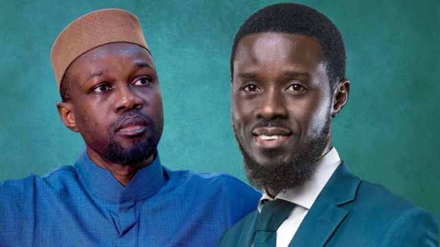 Les deux opposants sénégalais de PASTEF (parti dissous) emprisonnés, Bassirou Diomaye Faye et Ousmane Sonko.