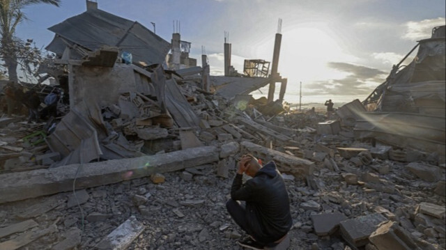 Les débris d'une maison détruite à la suite d'un bombardement israélien à Rafah, dans le sud de la bande de Gaza, le 22 février 2024.