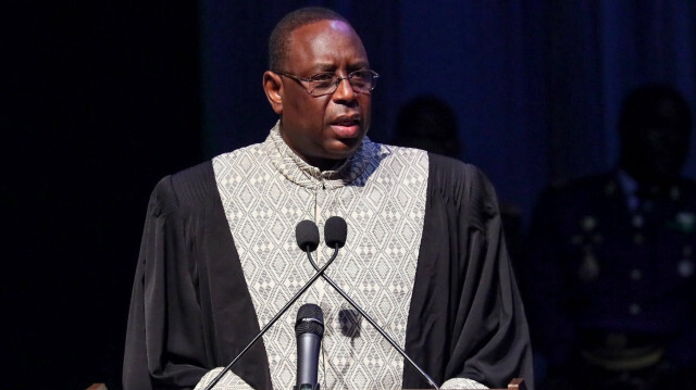 Le Président du Sénégal, Macky Sall, lors de la Séance Académique Solennelle 2024 de l'Académie nationale des sciences et techniques du Sénégal (ANSTS), le 16 janvier 2024.