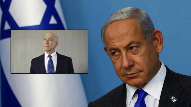 Eski İsrail Başbakanı Ehud Olmert, Başbakan Binyamin Netanyahu.