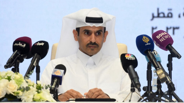 Saad Sherida al-Kaabi, ministre de l'énergie du Qatar et PDG de QatarEnergy, donne une conférence de presse à Doha, capitale du Qatar, le 8 janvier 2023.