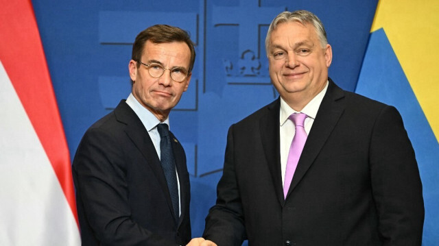 Le Premier ministre de Suède, Ulf Kristersson et son homologue hongrois, Viktor Orbán.