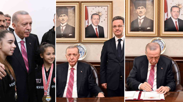 Cumhurbaşkanı Recep Tayyip Erdoğan, Manisa Valisi Enver Ünlü ile makamında bir araya geldi.