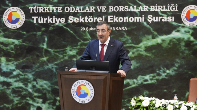 Cumhurbaşkanı Yardımcısı Yılmaz, TOBB Türkiye Sektörel Ekonomi Şurası'nda konuştu.