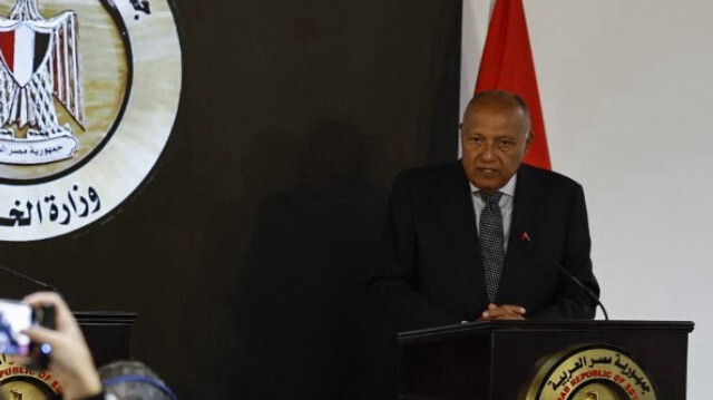 Le ministre égyptien des Affaires étrangères Sameh Shoukry à une conférence de presse au Caire, le 4 février 2024.