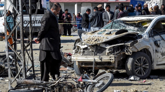 Une explosion de bombe devant le bureau d'un candidat indépendant dans le district de Pishin, à environ 50 kilomètres (30 miles) de Quetta le 7 février 2024.