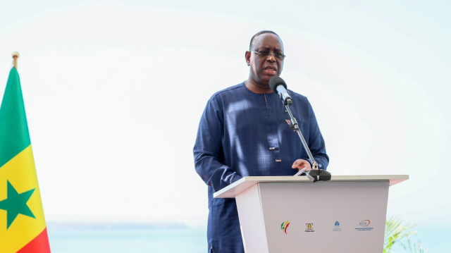 Le président de la république du Sénégal, Macky Sall, lors du lancement du projet du Mémorial de Gorée, le  du 06 janvier 2024.