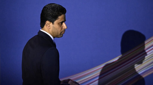 Le président qatari du Paris Saint-Germain, Nasser al-Khelaifi, assiste au 48e Congrès ordinaire de l'UEFA qui se tient à la Maison de la Mutualité à Paris le 8 février 2024.