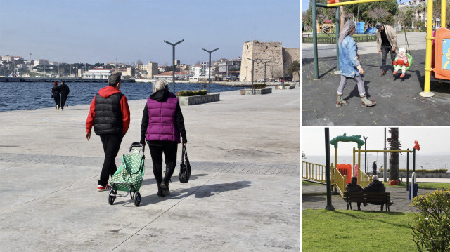 Sinop'ta, vatandaşlar iftarı sahillerde zaman geçirerek bekliyor.