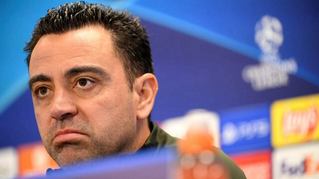L'entraîneur espagnol de Barcelone, Xavi, donne une conférence de presse à la veille du match des huitièmes de finale retour de l'UEFA Champions League contre le SSC Napoli, au centre d'entraînement de Barcelone, le 11 mars 2024.