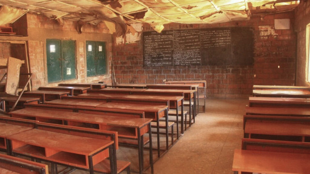 Vue générale d'une salle de classe de l'école de Kuriga, le 8 mars 2024, où plus de 250 élèves ont été enlevés par des hommes armés.