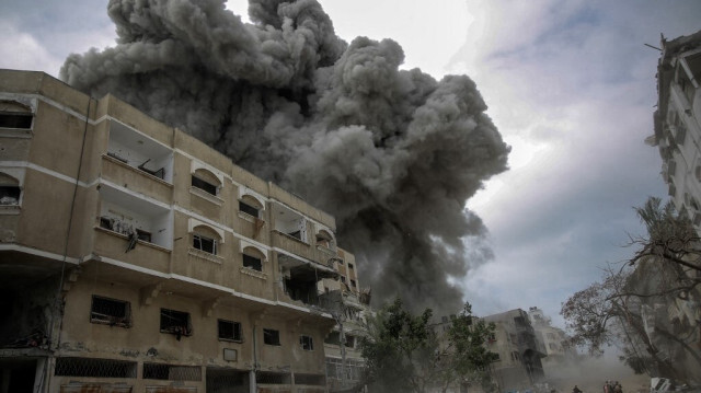 Bombardement israélien dans le centre de la ville de Gaza, le 18 mars 2024.