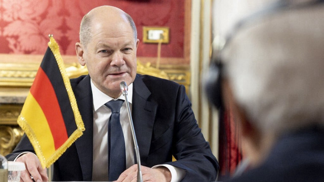 Le chancelier allemand Olaf Scholz au Palais présidentiel du Quirinal à Rome lors d'une réunion avec le président italien Sergio Mattarella, le 1er mars 2024.