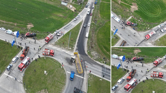 Tekirdağ'daki korkunç kaza dronla görüntülendi
