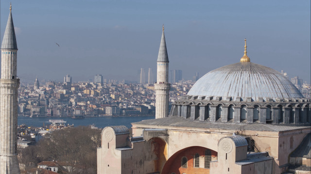 Большой мечети Святой Софии за несколько дней до наступления Рамадана в Стамбуле, Турция, 4 марта 2024 года.