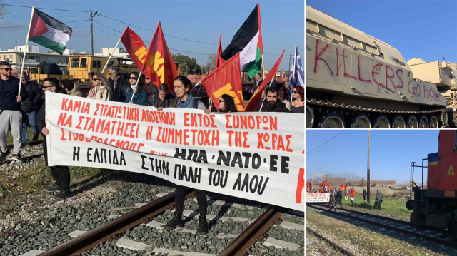 Yunanistan'da ABD ve NATO'ya ait tankları taşıyan tren durduruldu.
