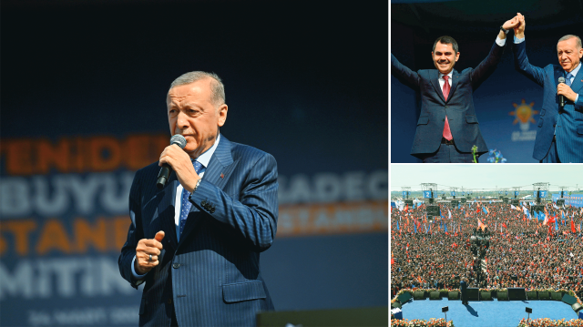 Cumhurbaşkanı Erdoğan ve Cumhur İttifakı’nın İBB başkan adayı Murat Kurum, “Yeniden Büyük İstanbul” mitingiyle Atatürk Havalimanı’nı dolduran 650 bin vatandaşa seslendi.