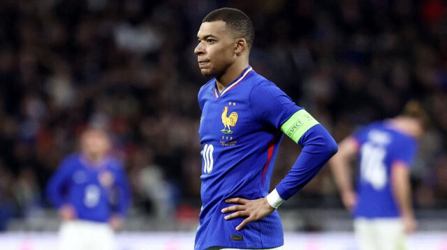 Le capitaine de l'équipe de France, Kylian Mbappé, lors du match amical entre la France et l'Allemagne au stade Groupama de Lyon, le 23 mars 2024.