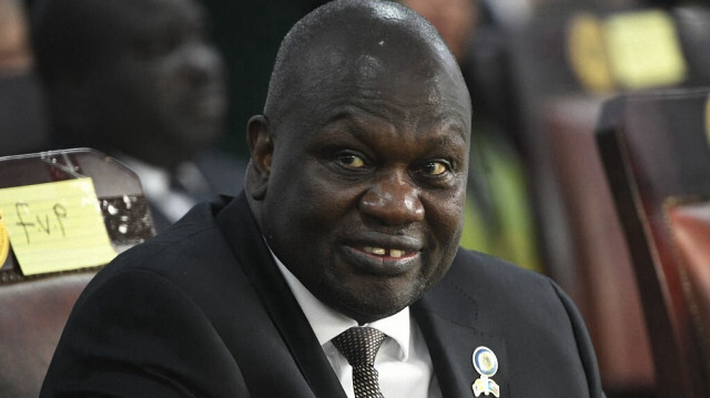 Le vice-président du Sud-Soudan, Riek Machar, assiste à une réunion au palais présidentiel à Juba, le 3 février 2023. 