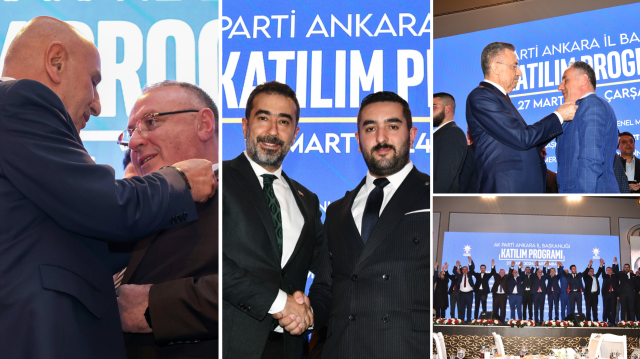 AK Parti'ye katılan 22 Refah Partili ismin rozetleri takıldı.