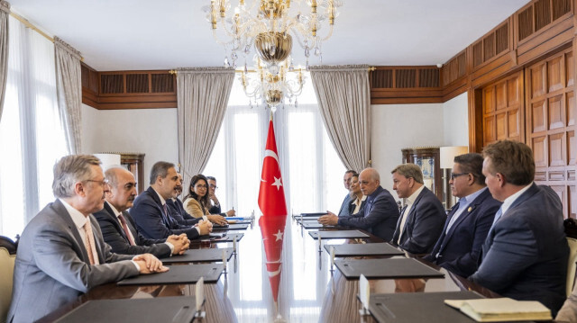 Foreign Minister Hakan Fidan and the U.S. delegation hold a meeting in Ankara, March 28, 2024. (AA Photo)