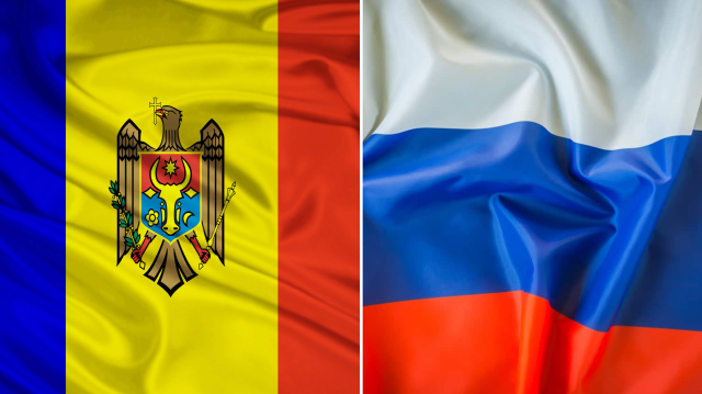 Moldova ve Rusya bayrakları.