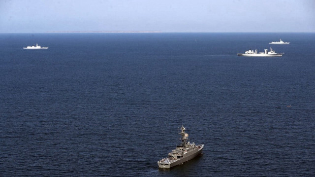 L'exercice naval combiné "Maritime Security Belt 2024" entre l'Iran, la Russie et la Chine dans le golfe d'Oman, le 12 mars 2024.