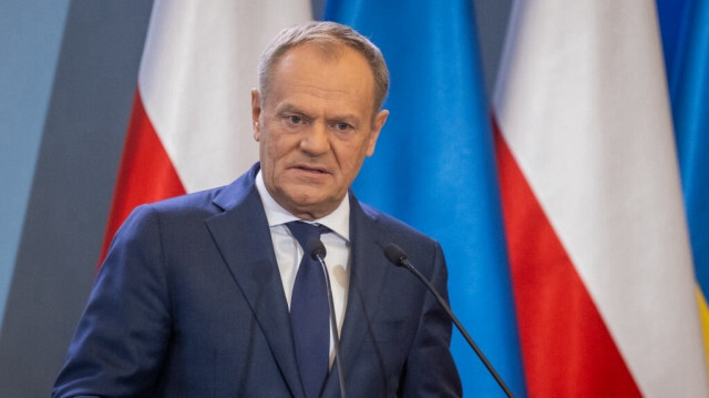 Le Premier ministre polonais Donald Tusk assiste à une conférence de presse conjointe avec son homologue ukrainien après des discussions bilatérales visant à résoudre un conflit sur les importations agricoles à Varsovie, le 28 mars 2024. 