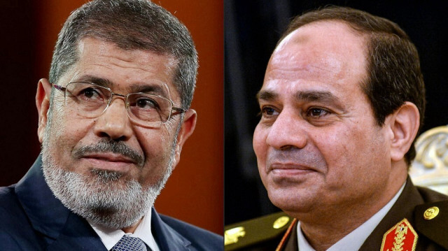 Cette combinaison d'images créée le 27 juin 2023 montre (à droite) le l'actuel président égyptien Abdel Fattah Al-Sisi et l'ancien président Mohamed Morsi, décédé.