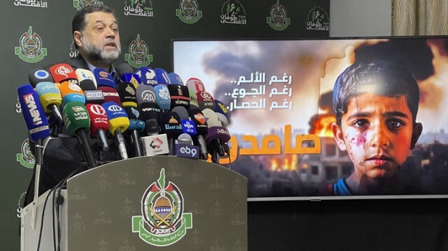 Osama Hamdan, responsable du Hamas, lors d'une conférence de presse tenue à Beyrouth au Liban, le 05 mars 2024.