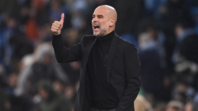 Le manager espagnol de Manchester City, Pep Guardiola, lors du match de football de l'UEFA Champions League, entre Manchester City et le FC Copenhague, au stade de l'Etihad, à Manchester, dans le nord-ouest de l'Angleterre, le 6 mars 2024.