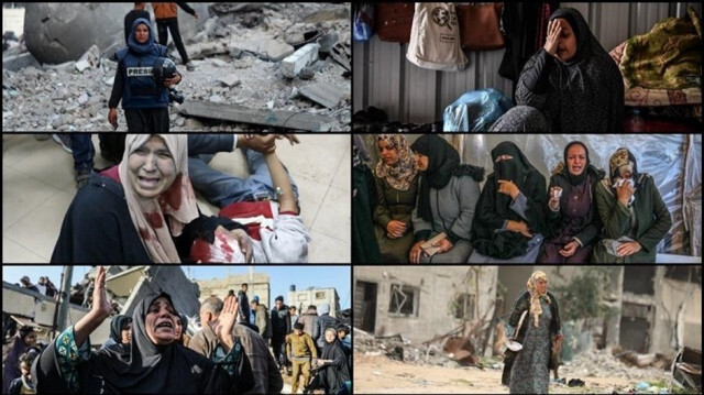 Les Palestiniennes, en particulier dans la Bande de Gaza, sont victimes d'humiliations, de meurtres, de tueries, de tortures et de déplacements forcés, le 08 mars 2024.