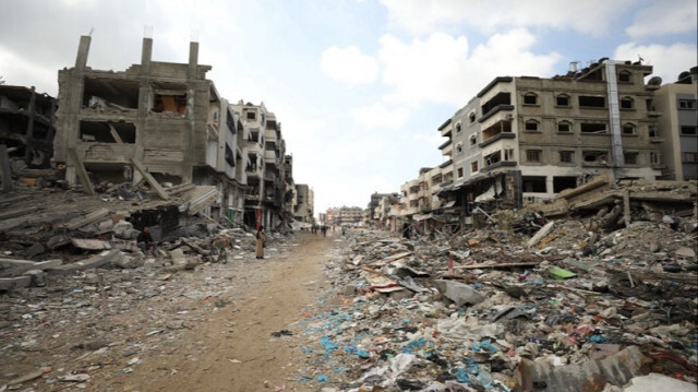 L'ampleur de la destruction des bâtiments détruits par les attaques israéliennes est visible après le retrait des forces israéliennes à Gaza le 07 mars 2024.