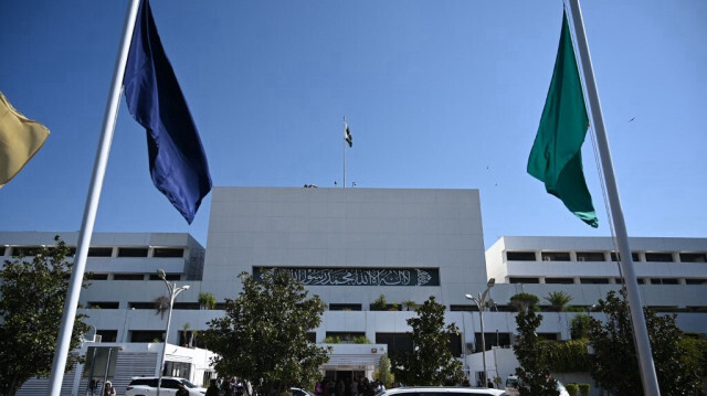 Vue générale du Parlement pakistanais lors de l'élection présidentielle à Islamabad le 9 mars 2024.