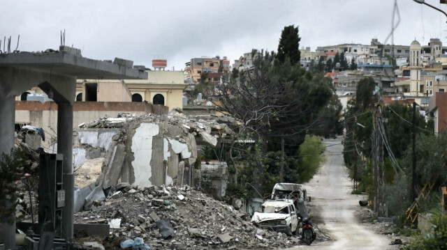 Cette photo montre une vue du village libanais déserté de Aita al-Shaab, le 9 avril 2024, dans le sud du Liban, près de la frontière avec Israël.