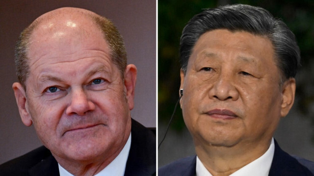 Le chancelier fédéral d'Allemagne, Olaf Scholz et le président de la République populaire de Chine, Xi Jinping.
