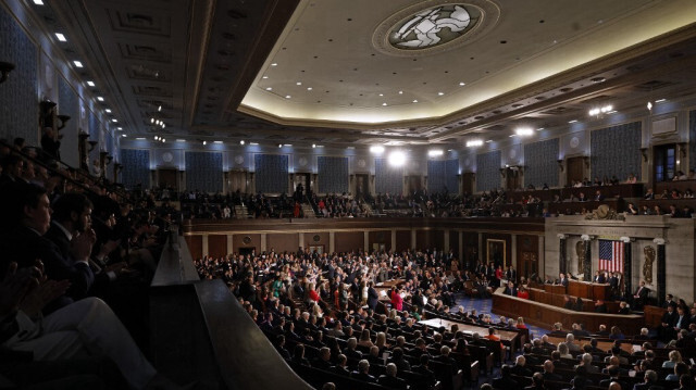 La Chambre des représentants lors d'une réunion, au Capitole des États-Unis, le 11 avril 2024 à Washington, DC. 