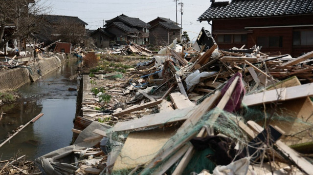 Une vue générale des débris et des dégâts dans la ville de Noto, préfecture d'Ishikawa, le 31 mars 2024, trois mois après le tremblement de terre et le tsunami du Nouvel An.