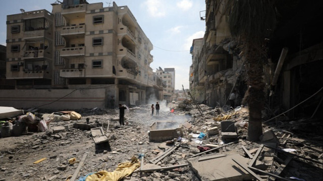 Des bâtiments démolis après une attaque israélienne qui a tué des Palestiniens, dont des enfants, dans la ville de Gaza.