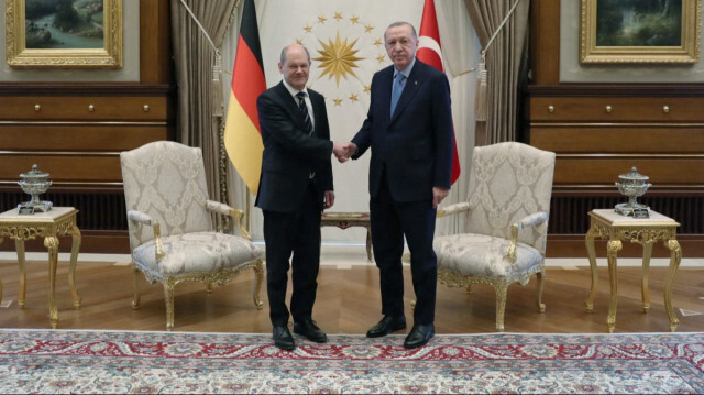 Arşiv - Almanya Başbakanı Olaf Scholz ile Cumhurbaşkanı Recep Tayyip Erdoğan.
