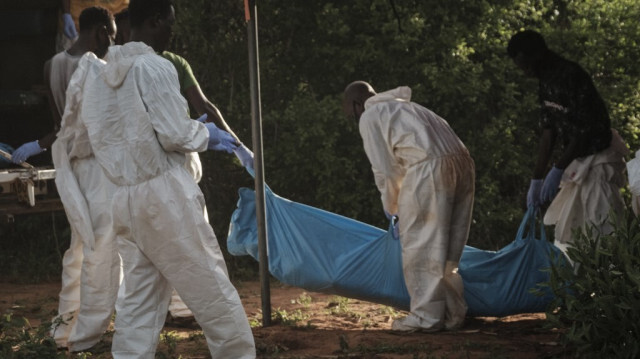 Des trous creusés après l'exhumation des corps sur le site de la fosse commune de Shakahola, à l'extérieur de la ville côtière de Malindi, le 25 avril 2023. 