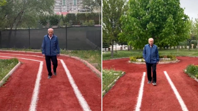 MHP Genel Başkanı Bahçeli, parkurda yürüyüş yaptı.