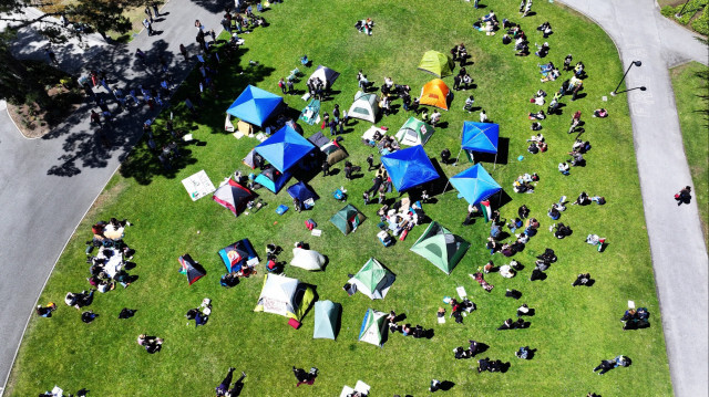 Gazze'ye destek eylemlerine San Francisco Üniversitesi öğrencileri de katıldı