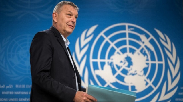 Le commissaire général de l'UNRWA, Philippe Lazzarini, s'exprime lors d'une conférence de presse sur la situation à Gaza dans les bureaux des Nations Unies à Genève en Suisse, le 30 avril 2024.