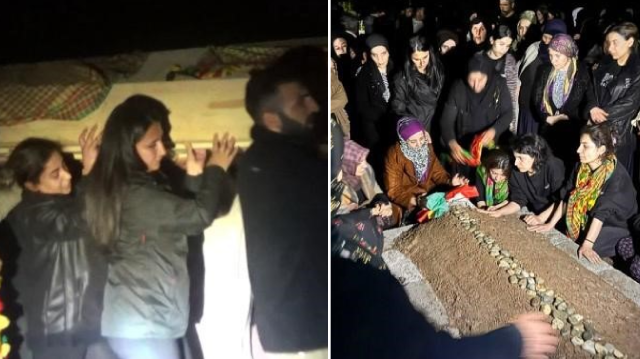 DEM Parti milletvekili Zeynep Oduncu cenazesine katıldığı teröristin tabutunu taşıdı.