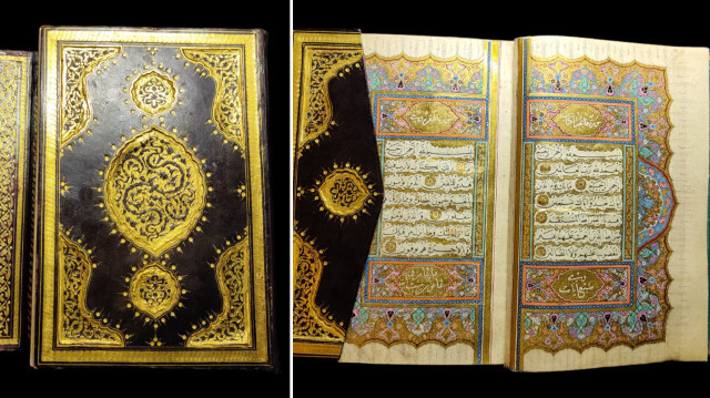 Hattat Şeyh Hamdullah'ın oğlu Mustafa Dede'nin 16. yüzyılda sülüs hattıyla yazdığı Kur'an-ı Kerim.