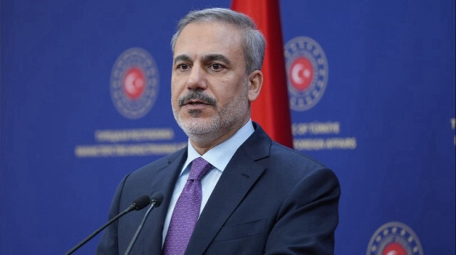 Le ministre turc des Affaires étrangères, Hakan Fidan, lors d'une conférence de presse tenue au ministère des Affaires étrangères à Ankara en Türkiye, le 08 avril 2024.