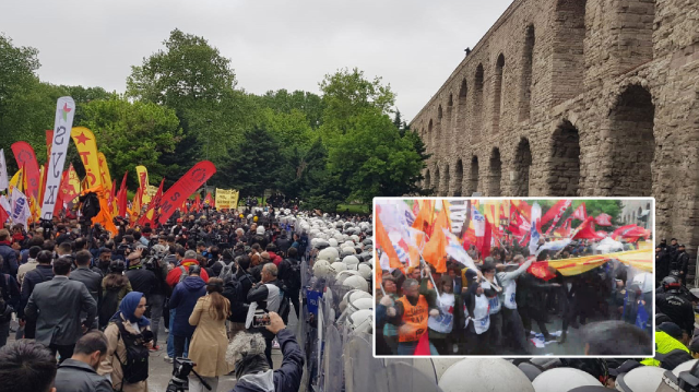 Saraçhane'den Taksim'e yürümek isteyen sol örgütler 'dağılın' uyarısına rağmen polise taş ve sopalarla saldırdı.